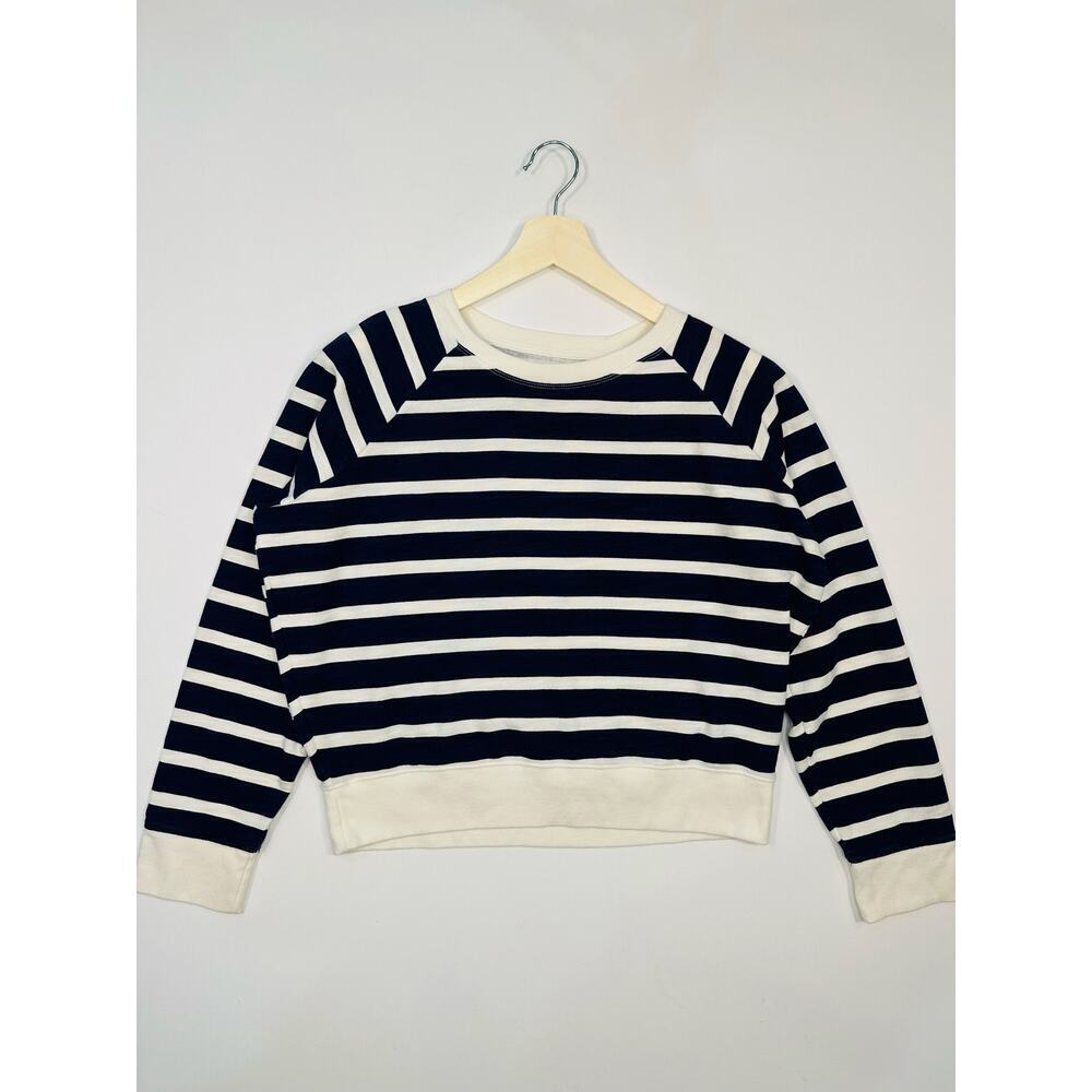 J. Crew Vintage Fleece Boxy Striped Cotton Crewneck Sweatshirt Size Medium